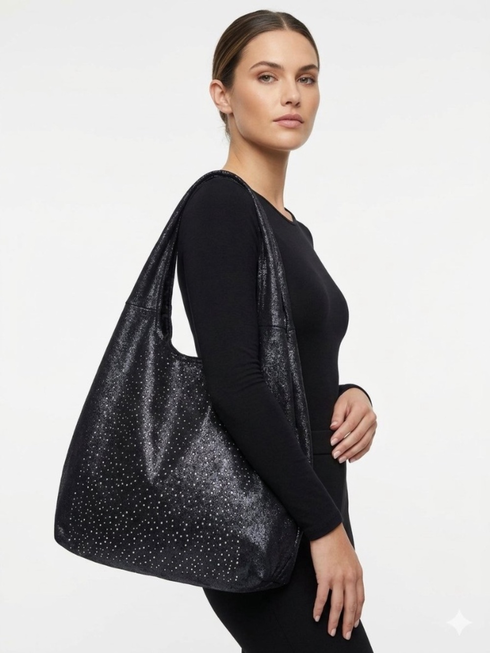 SWEET CAKES Y2K Shimmer Rhinestone Slouchy Hobo Shoulder Bag Starry Night